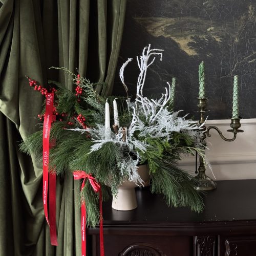 New Year’s composition in a beige flowerpot - фото 3