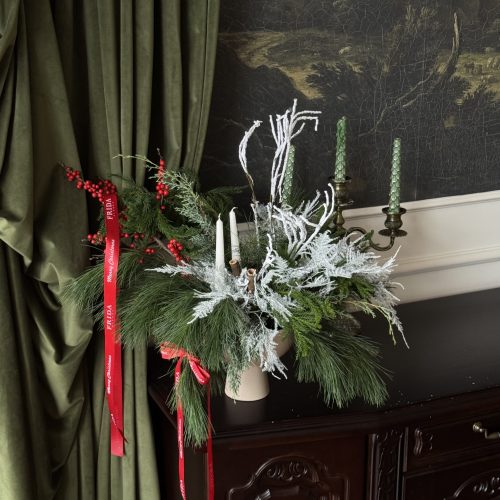 New Year’s composition in a beige flowerpot - фото 4